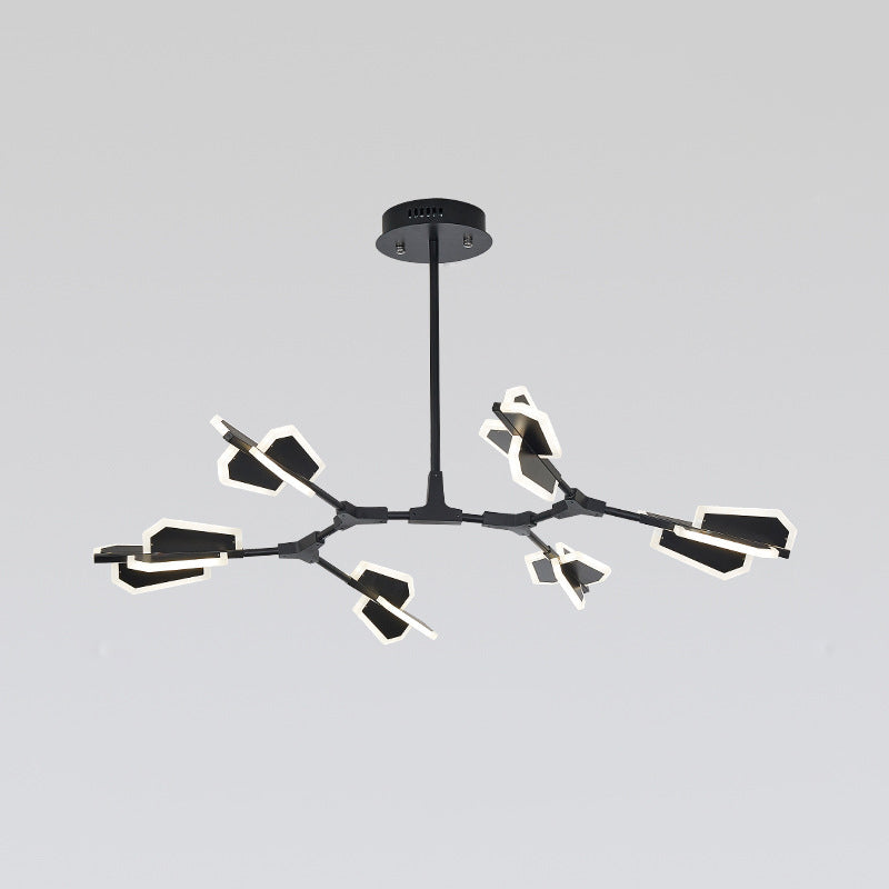 Postmodern Branch Shaped Ceiling Lighting Metallic Living Room LED Chandelier Light Fixture 6 Black Clearhalo 'Ceiling Lights' 'Chandeliers' 'Modern Chandeliers' 'Modern' Lighting' 2121344