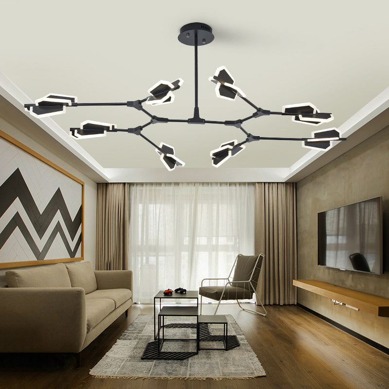 Postmodern Branch Shaped Ceiling Lighting Metallic Living Room LED Chandelier Light Fixture 8 Black Clearhalo 'Ceiling Lights' 'Chandeliers' 'Modern Chandeliers' 'Modern' Lighting' 2121347