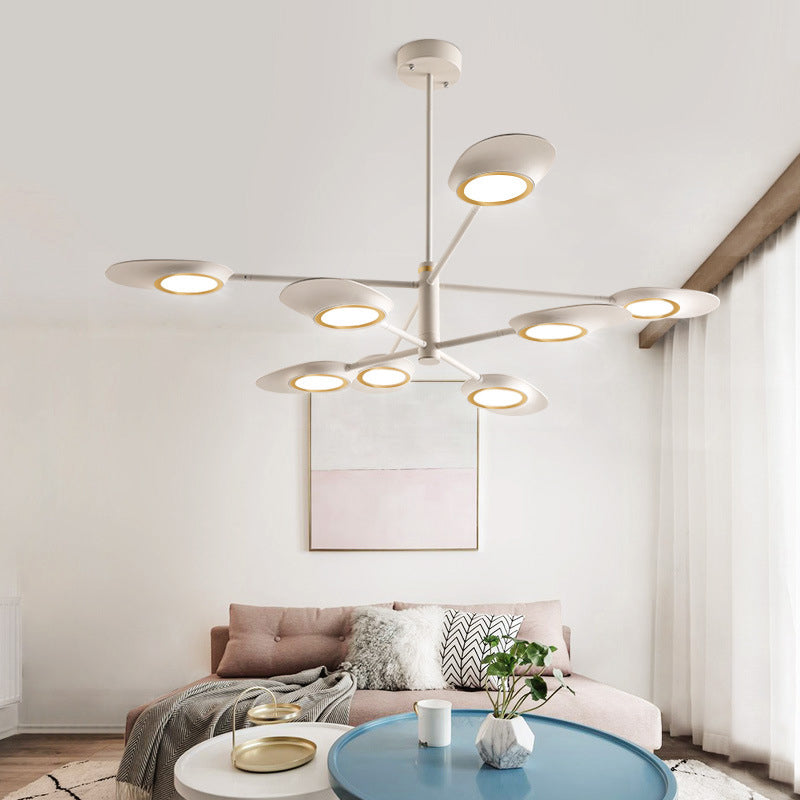 Radiant Burst Chandelier Pendant Light Postmodern Style Metallic Living Room LED Hanging Light 8 White Clearhalo 'Ceiling Lights' 'Chandeliers' 'Modern Chandeliers' 'Modern' Lighting' 2121358