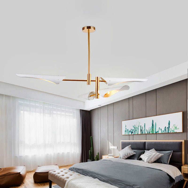 Metallic Burst Chandelier Light Post-Modern Pendant Lighting Fixture for Living Room 4 White Clearhalo 'Ceiling Lights' 'Chandeliers' 'Modern Chandeliers' 'Modern' Lighting' 2121380