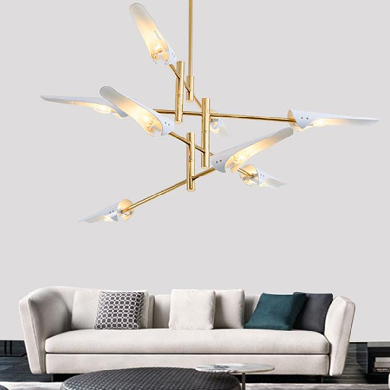 Metallic Burst Chandelier Light Post-Modern Pendant Lighting Fixture for Living Room 8 White Clearhalo 'Ceiling Lights' 'Chandeliers' 'Modern Chandeliers' 'Modern' Lighting' 2121384