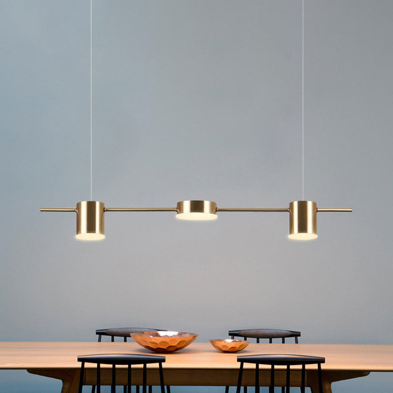 Postmodern Linear Shaped LED Pendant Light Metallic Dining Room Hanging Island Light Clearhalo 'Ceiling Lights' 'Island Lights' Lighting' 2121405