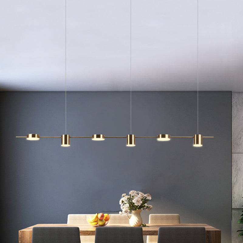 Postmodern Linear Shaped LED Pendant Light Metallic Dining Room Hanging Island Light Clearhalo 'Ceiling Lights' 'Island Lights' Lighting' 2121410
