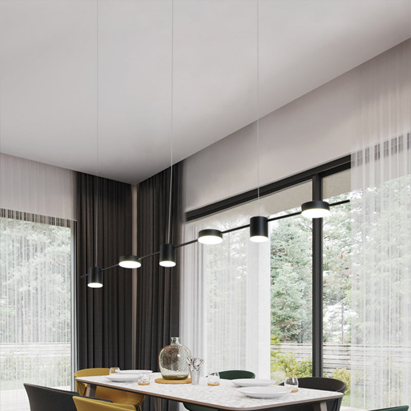 Postmodern Linear Shaped LED Pendant Light Metallic Dining Room Hanging Island Light Clearhalo 'Ceiling Lights' 'Island Lights' Lighting' 2121415