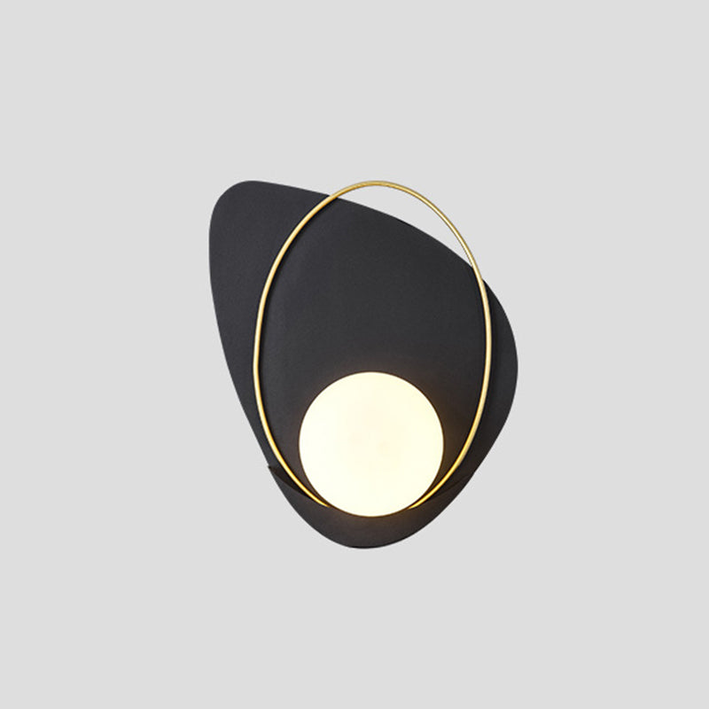 Metallic Petal Shaped Flush Wall Sconce Postmodern Single Living Room Wall Light Fixture Black Left Clearhalo 'Cast Iron' 'Glass' 'Industrial' 'Modern wall lights' 'Modern' 'Tiffany' 'Traditional wall lights' 'Wall Lamps & Sconces' 'Wall Lights' Lighting' 2121435