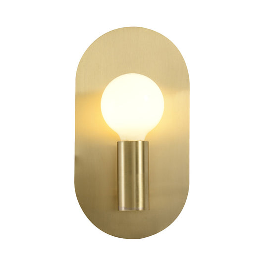 Oval Shaped Metallic Wall Light Fixture Postmodern Style 1-Light Brass Wall Mounted Lamp Clearhalo 'Cast Iron' 'Glass' 'Industrial' 'Modern wall lights' 'Modern' 'Tiffany' 'Traditional wall lights' 'Wall Lamps & Sconces' 'Wall Lights' Lighting' 2121440