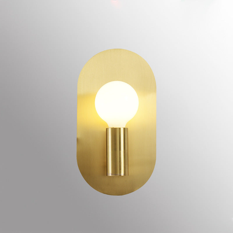 Oval Shaped Metallic Wall Light Fixture Postmodern Style 1-Light Brass Wall Mounted Lamp Clearhalo 'Cast Iron' 'Glass' 'Industrial' 'Modern wall lights' 'Modern' 'Tiffany' 'Traditional wall lights' 'Wall Lamps & Sconces' 'Wall Lights' Lighting' 2121441