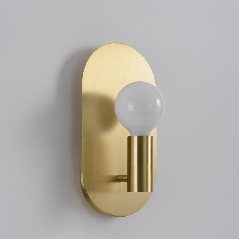 Oval Shaped Metallic Wall Light Fixture Postmodern Style 1-Light Brass Wall Mounted Lamp Clearhalo 'Cast Iron' 'Glass' 'Industrial' 'Modern wall lights' 'Modern' 'Tiffany' 'Traditional wall lights' 'Wall Lamps & Sconces' 'Wall Lights' Lighting' 2121443