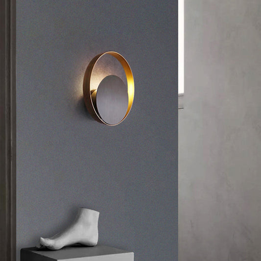 Black Ring Shaped Wall Mount Light Post-Modern Metallic LED Wall Mounted Lamp for Living Room Black Clearhalo 'Cast Iron' 'Glass' 'Industrial' 'Modern wall lights' 'Modern' 'Tiffany' 'Traditional wall lights' 'Wall Lamps & Sconces' 'Wall Lights' Lighting' 2121444