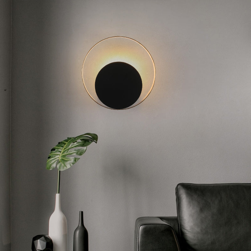 Black Ring Shaped Wall Mount Light Post-Modern Metallic LED Wall Mounted Lamp for Living Room Clearhalo 'Cast Iron' 'Glass' 'Industrial' 'Modern wall lights' 'Modern' 'Tiffany' 'Traditional wall lights' 'Wall Lamps & Sconces' 'Wall Lights' Lighting' 2121445