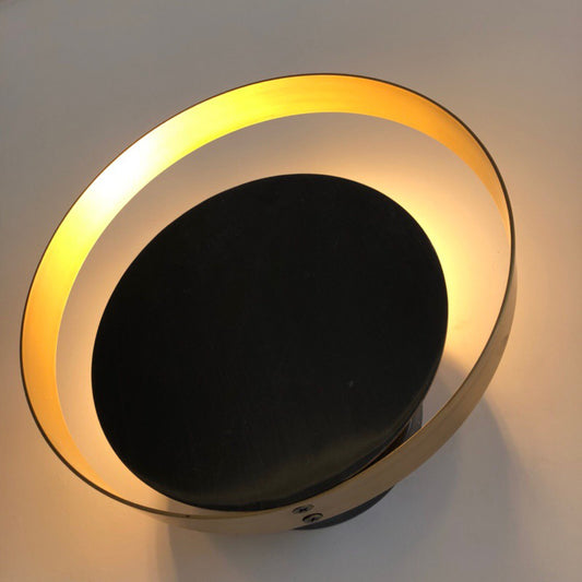 Black Ring Shaped Wall Mount Light Post-Modern Metallic LED Wall Mounted Lamp for Living Room Clearhalo 'Cast Iron' 'Glass' 'Industrial' 'Modern wall lights' 'Modern' 'Tiffany' 'Traditional wall lights' 'Wall Lamps & Sconces' 'Wall Lights' Lighting' 2121450