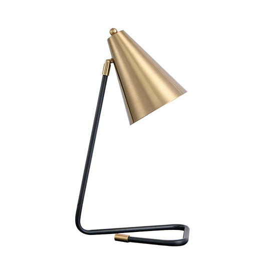 Post-Modern Conical Table Light Metallic Single-Bulb Living Room Nightstand Lamp in Gold Clearhalo 'Lamps' 'Table Lamps' Lighting' 2121469