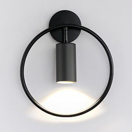 Metallic Cylindrical Wall Mount Light Postmodern 1 Head Wall Sconce Light with Halo Ring for Bedside Clearhalo 'Cast Iron' 'Glass' 'Industrial' 'Modern wall lights' 'Modern' 'Tiffany' 'Traditional wall lights' 'Wall Lamps & Sconces' 'Wall Lights' Lighting' 2121512