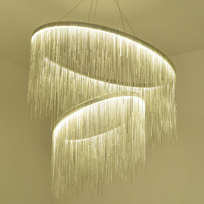 Postmodern Style Ring LED Chandelier Lighting Aluminum Chainlet Living Room Pendant Light Clearhalo 'Ceiling Lights' 'Chandeliers' 'Modern Chandeliers' 'Modern' Lighting' 2121580