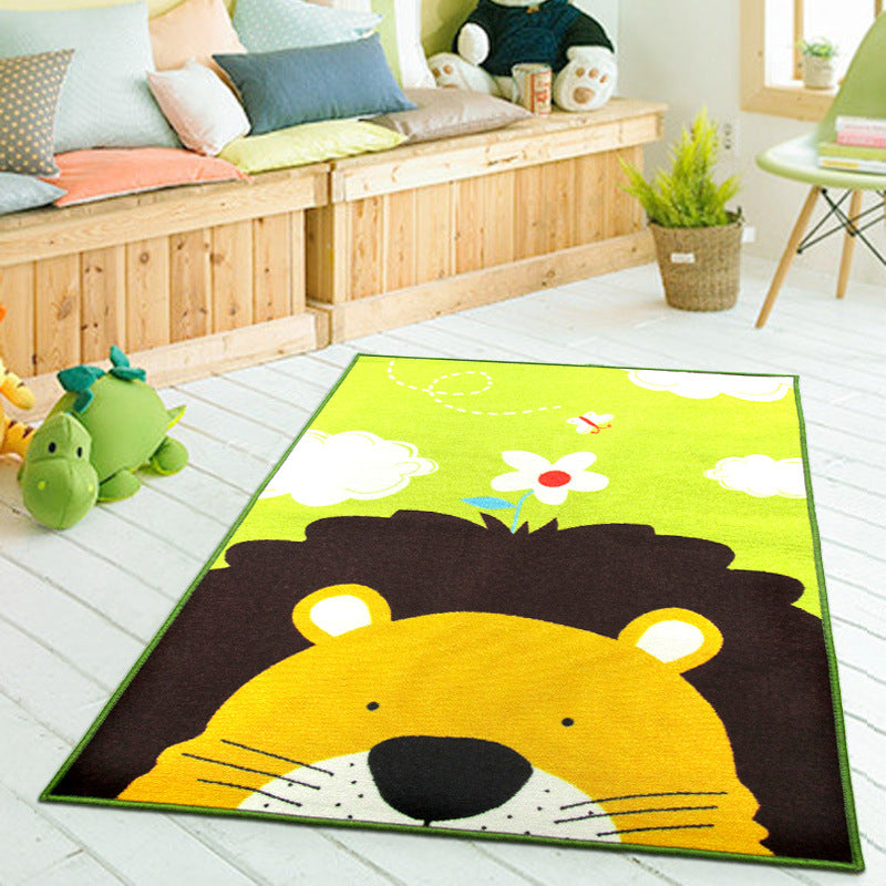 Colorful Kids Rug Multi Color Animal Pattern Rug Synthetics Stain Resistant Anti-Slip Backing Machine Washable Rug for Kindergarten Green 3'3" x 4'3" Clearhalo 'Area Rug' 'Rug' 2121596