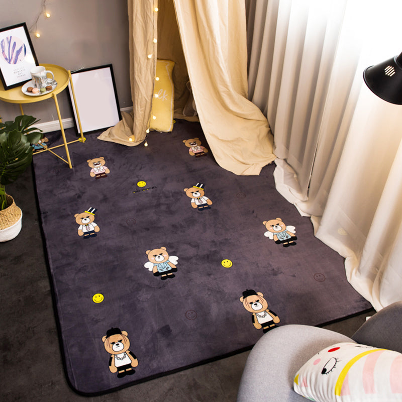 Cute Animal Digital Printing Rug Multi Colored Cartoon Rug Synthetics Anti-Slip Backing Machine Washable Stain Resistant Carpet for Playroom Brown Clearhalo 'Area Rug' 'Rug' 2121608