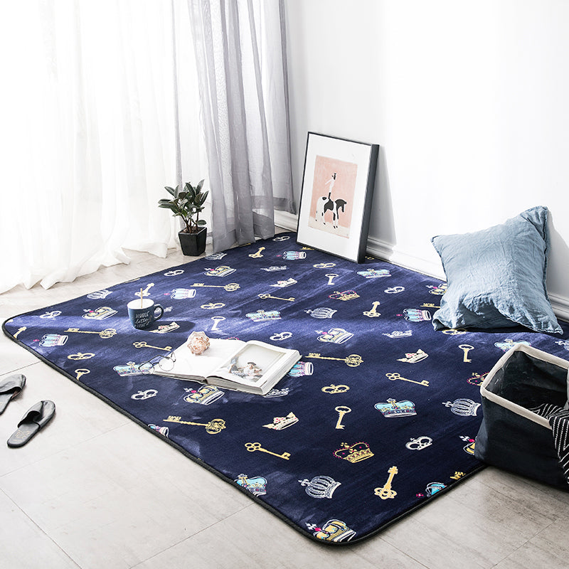 Classic Fairy Tales Pattern Rug Multi-Color Modern Rug Polypropylene Non-Slip Backing Washable Pet Friendly Area Rug for Living Room Dark Blue Clearhalo 'Area Rug' 'Rug' 2121615