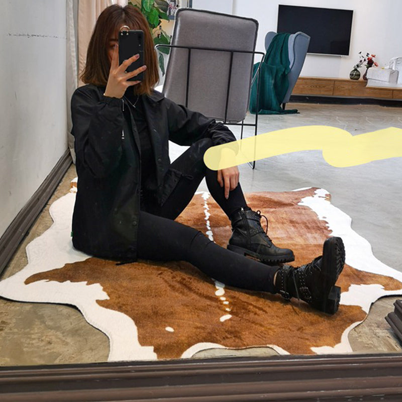 Whole Faux Animal Skin Rug Multi Color Nordic Rug Synthetics Anti-Slip Backing Stain Resistant Washable Carpet for Drawing Room Brown 4'7" x 6'7" Clearhalo 'Area Rug' 'Casual' 'Rugs' Rug' 2121691