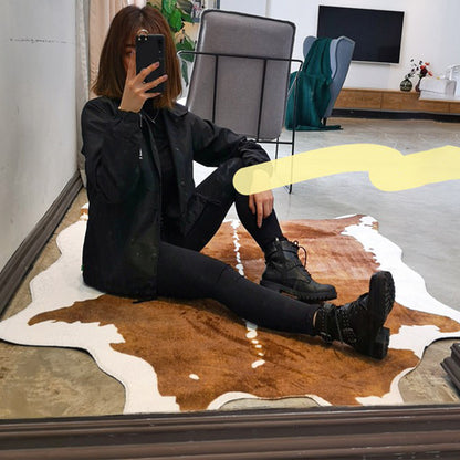 Whole Faux Animal Skin Rug Multi Color Nordic Rug Synthetics Anti-Slip Backing Stain Resistant Washable Carpet for Drawing Room Brown 4'7" x 6'7" Clearhalo 'Area Rug' 'Casual' 'Rugs' Rug' 2121691