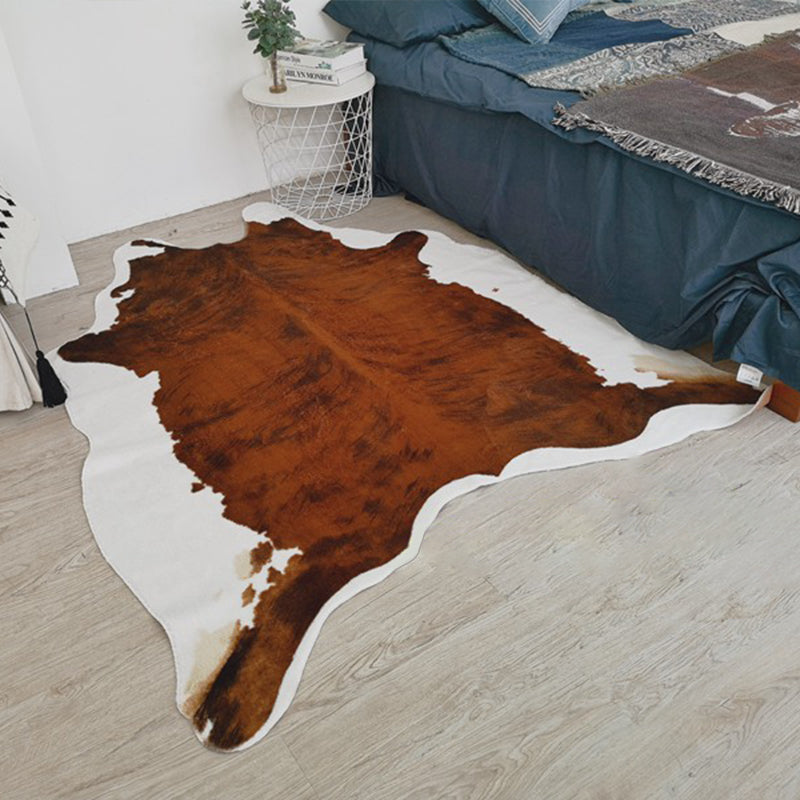 Whole Faux Animal Skin Rug Multi Color Nordic Rug Synthetics Anti-Slip Backing Stain Resistant Washable Carpet for Drawing Room Dark Brown 4'7" x 6'7" Clearhalo 'Area Rug' 'Casual' 'Rugs' Rug' 2121693
