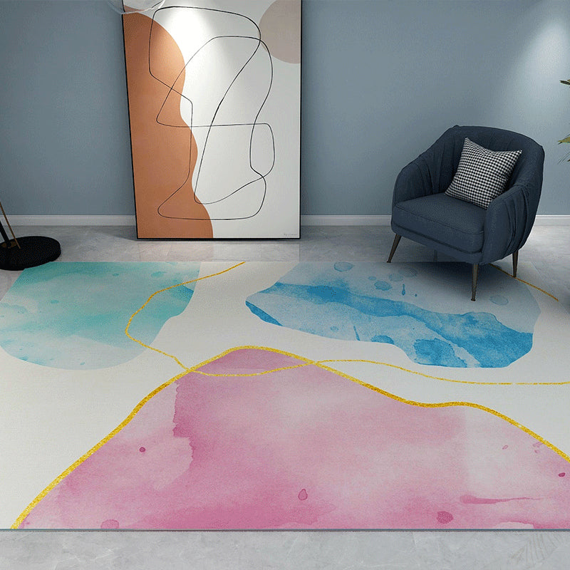 Multi-Color Home Decor Rug Luxe Abstract Carpet Synthetics Machine Washable Anti-Slip Backing Pet Friendly Indoor Rug Pink-Blue Clearhalo 'Area Rug' 'Rug' 2121753