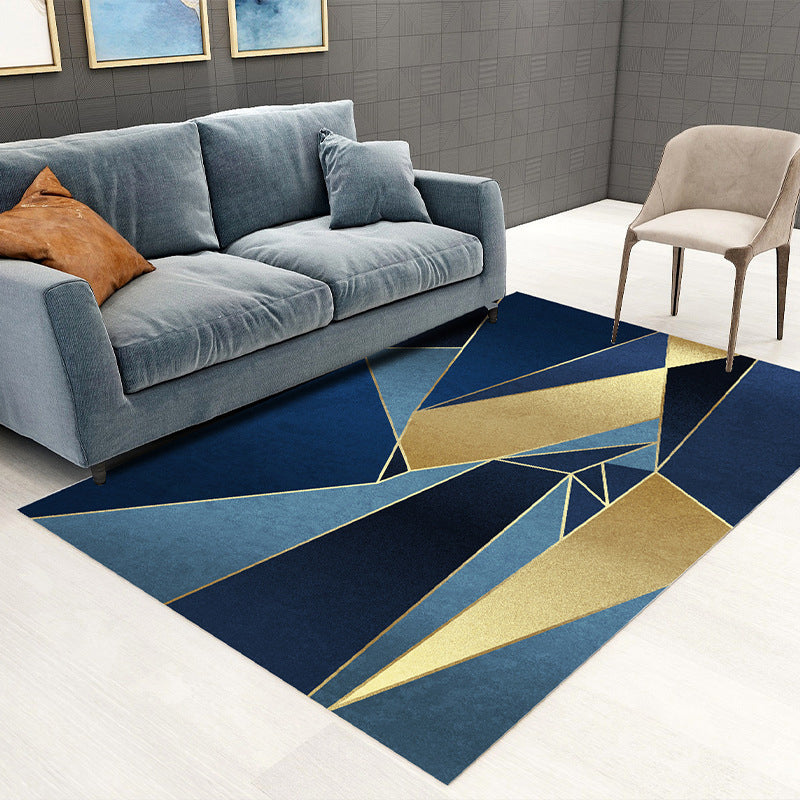 Glam Visual Deception Rug Multi-Colored Nordic Carpet Synthetics Non-Slip Washable Pet Friendly Rug for Home Royal Blue-Yellow Clearhalo 'Area Rug' 'Rug' 2121799