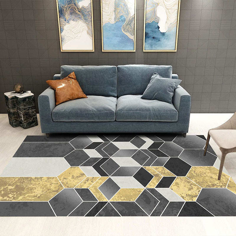 Glam Visual Deception Rug Multi-Colored Nordic Carpet Synthetics Non-Slip Washable Pet Friendly Rug for Home Gray-Yellow Clearhalo 'Area Rug' 'Rug' 2121806