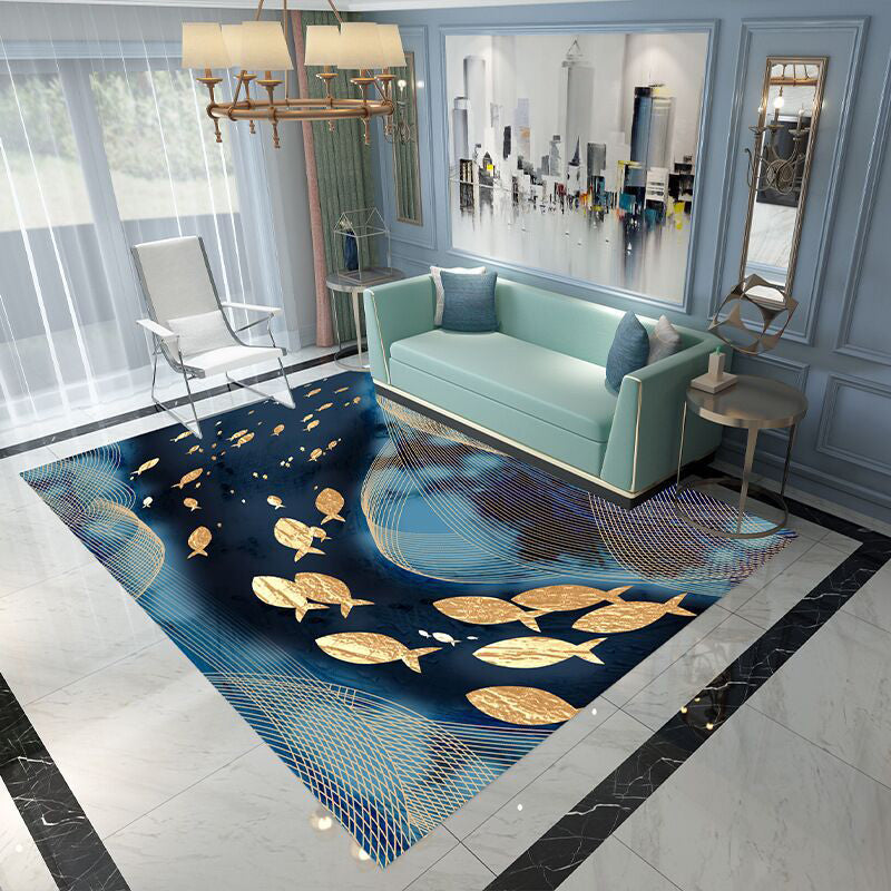 Glam Visual Deception Rug Multi-Colored Nordic Carpet Synthetics Non-Slip Washable Pet Friendly Rug for Home Blue Clearhalo 'Area Rug' 'Rug' 2121812