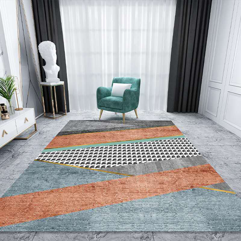 Multicolor Living Room Rug Mid-Century Geometric Carpet Polyester Washable Non-Slip Pet Friendly Rug Yellow-Red Clearhalo 'Area Rug' 'Rug' 2121861
