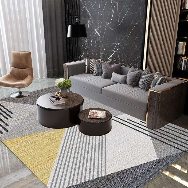 Multicolor Living Room Rug Mid-Century Geometric Carpet Polyester Washable Non-Slip Pet Friendly Rug Gray-Yellow Clearhalo 'Area Rug' 'Rug' 2121863