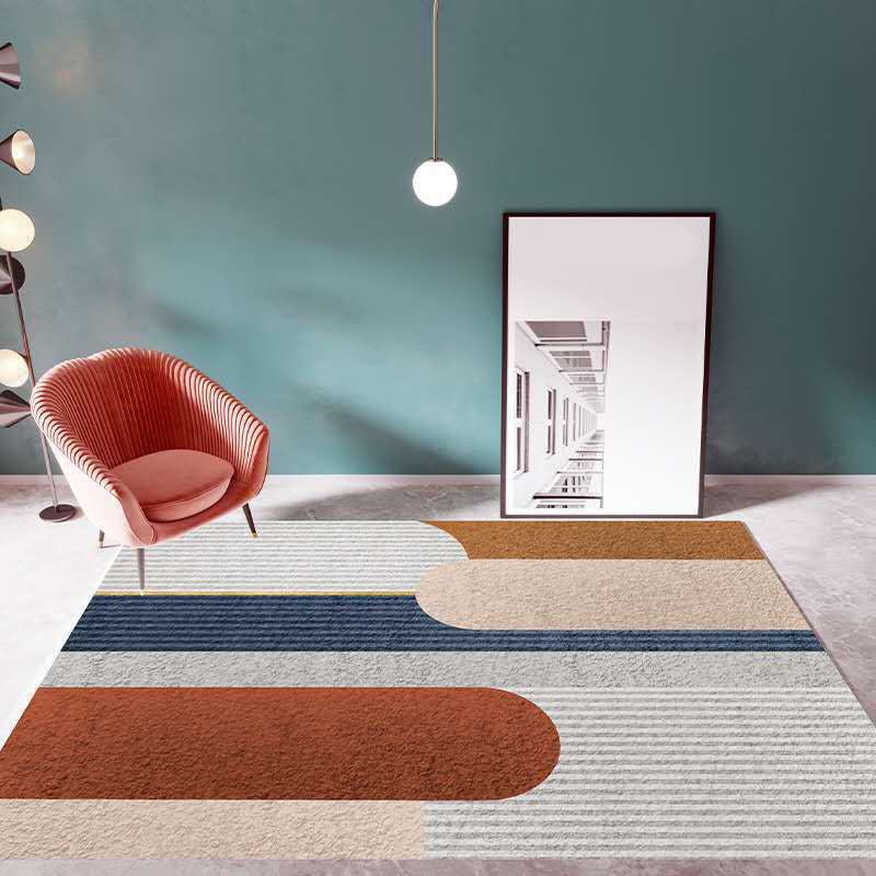 Multicolor Living Room Rug Mid-Century Geometric Carpet Polyester Washable Non-Slip Pet Friendly Rug Dark Blue-Gray Clearhalo 'Area Rug' 'Rug' 2121864