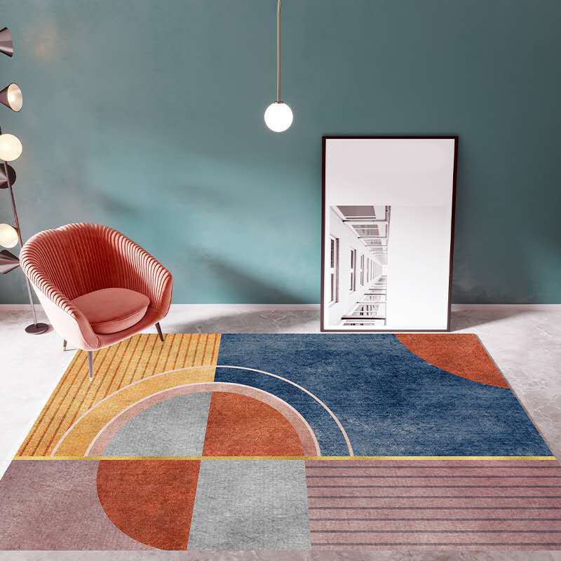 Multicolor Living Room Rug Mid-Century Geometric Carpet Polyester Washable Non-Slip Pet Friendly Rug Blue Clearhalo 'Area Rug' 'Rug' 2121865