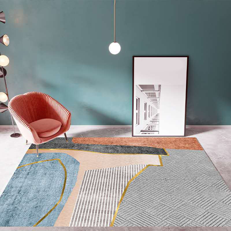 Multicolor Living Room Rug Mid-Century Geometric Carpet Polyester Washable Non-Slip Pet Friendly Rug Grey Clearhalo 'Area Rug' 'Rug' 2121867