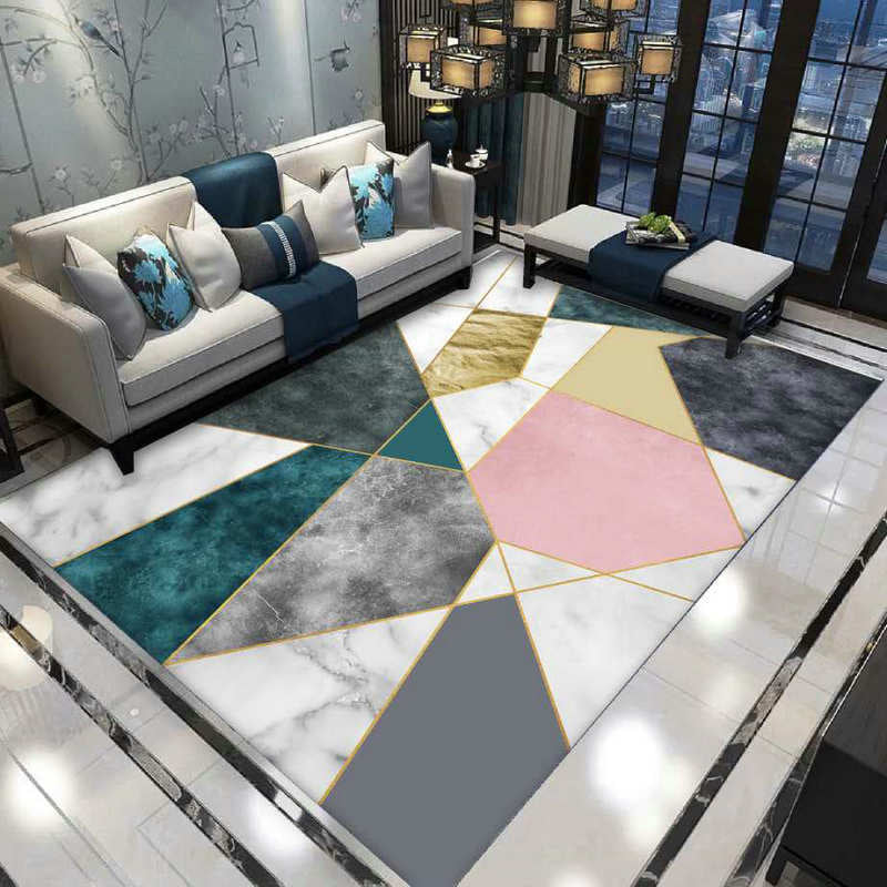 Enchanting Postmodern Rug Multi Color Botanic Geometric Rug Washable Pet Friendly Anti-Slip Rug for Home Decor Gray-Pink Clearhalo 'Area Rug' 'Rug' 2121868