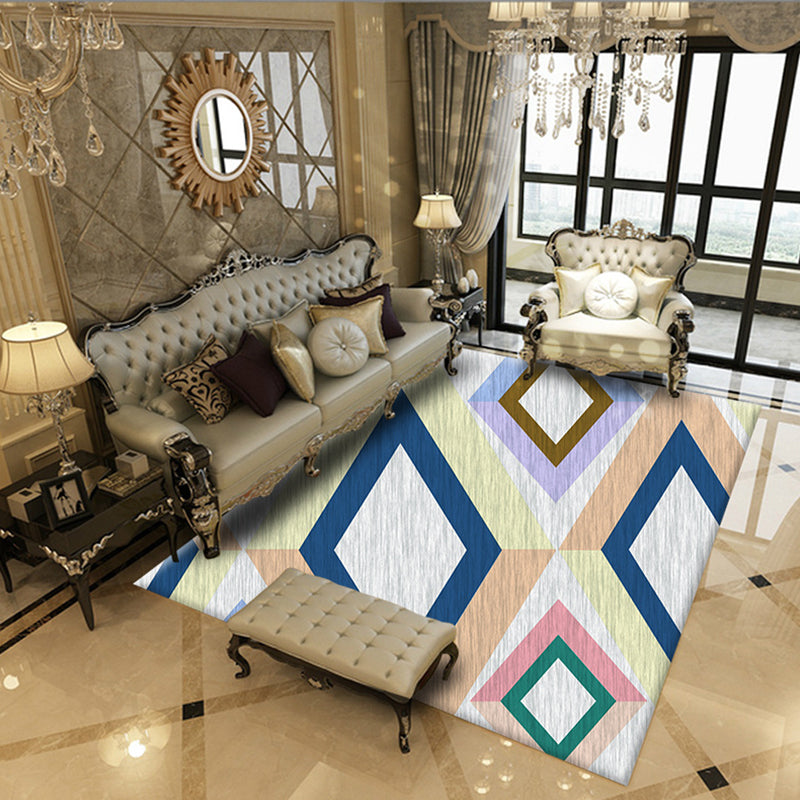 Enchanting Postmodern Rug Multi Color Botanic Geometric Rug Washable Pet Friendly Anti-Slip Rug for Home Decor Blue-Yellow Clearhalo 'Area Rug' 'Rug' 2121869