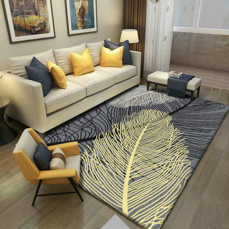Enchanting Postmodern Rug Multi Color Botanic Geometric Rug Washable Pet Friendly Anti-Slip Rug for Home Decor Black-Yellow Clearhalo 'Area Rug' 'Rug' 2121873