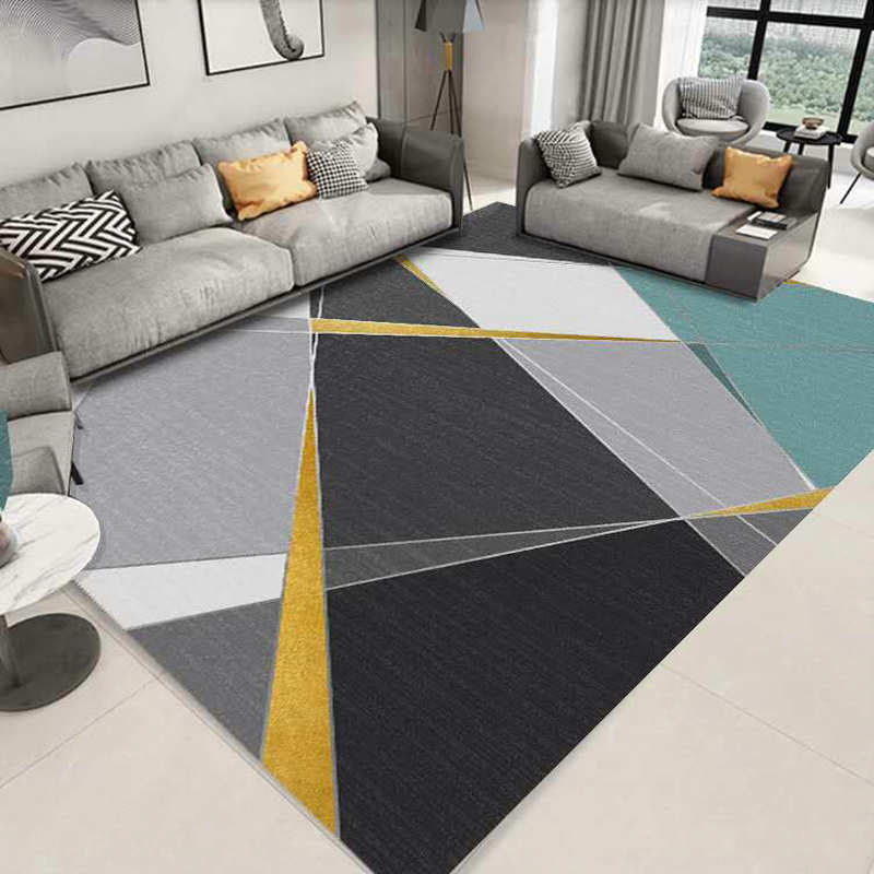 Enchanting Postmodern Rug Multi Color Botanic Geometric Rug Washable Pet Friendly Anti-Slip Rug for Home Decor Black-Gray Clearhalo 'Area Rug' 'Rug' 2121874