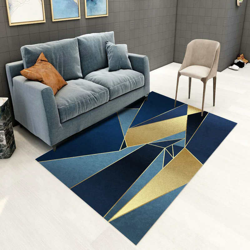 Enchanting Postmodern Rug Multi Color Botanic Geometric Rug Washable Pet Friendly Anti-Slip Rug for Home Decor Dark Blue-Yellow Clearhalo 'Area Rug' 'Rug' 2121877