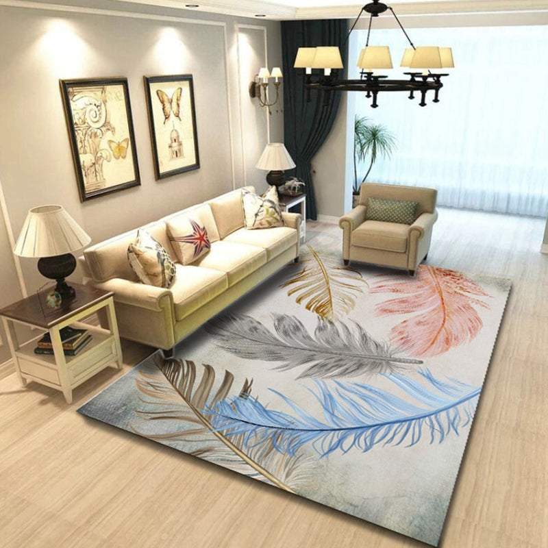 Enchanting Postmodern Rug Multi Color Botanic Geometric Rug Washable Pet Friendly Anti-Slip Rug for Home Decor Gray-Blue Clearhalo 'Area Rug' 'Rug' 2121879