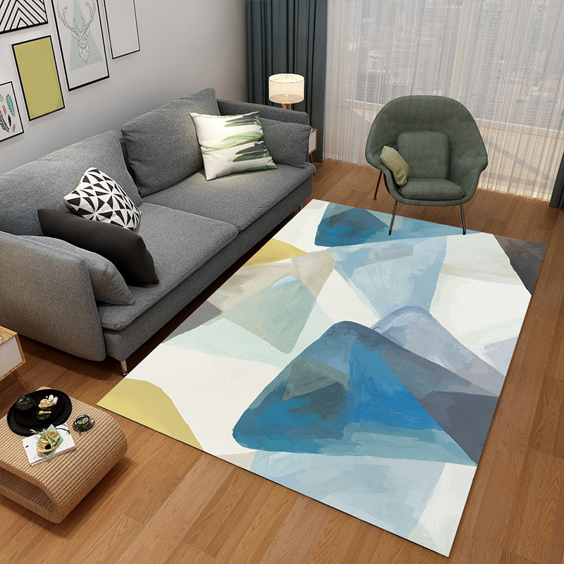 Enchanting Postmodern Rug Multi Color Botanic Geometric Rug Washable Pet Friendly Anti-Slip Rug for Home Decor Blue-Gray Clearhalo 'Area Rug' 'Rug' 2121880