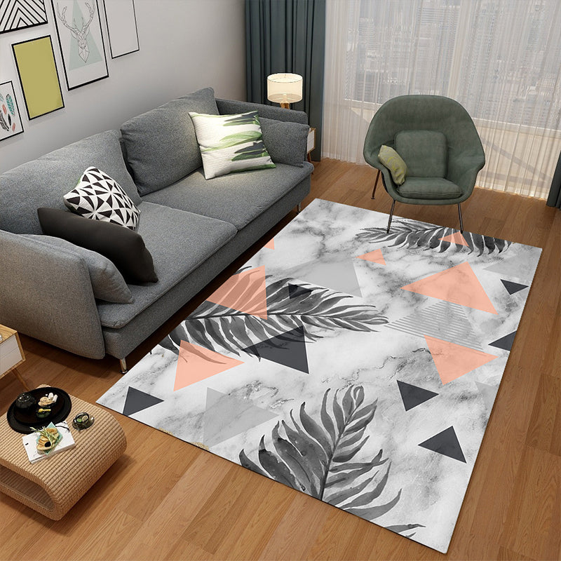 Enchanting Postmodern Rug Multi Color Botanic Geometric Rug Washable Pet Friendly Anti-Slip Rug for Home Decor Gray-White Clearhalo 'Area Rug' 'Rug' 2121881