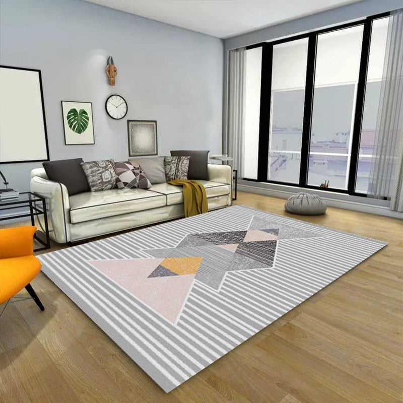 Enchanting Postmodern Rug Multi Color Botanic Geometric Rug Washable Pet Friendly Anti-Slip Rug for Home Decor Light Gray-Black Clearhalo 'Area Rug' 'Rug' 2121884
