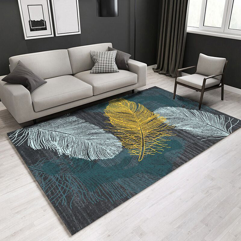 Enchanting Postmodern Rug Multi Color Botanic Geometric Rug Washable Pet Friendly Anti-Slip Rug for Home Decor Dark Gray-Yellow Clearhalo 'Area Rug' 'Rug' 2121885
