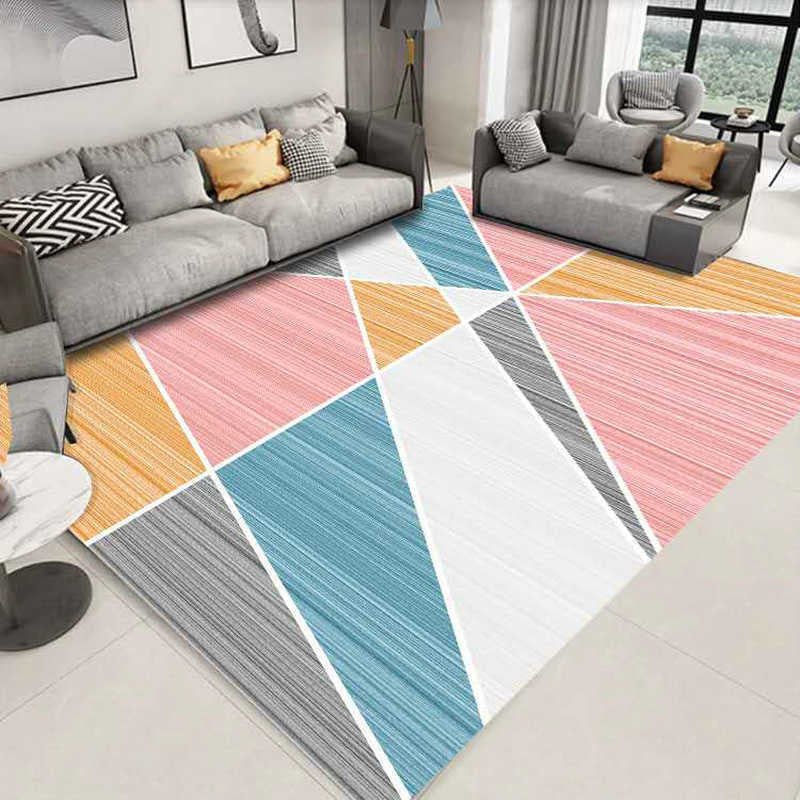 Enchanting Postmodern Rug Multi Color Botanic Geometric Rug Washable Pet Friendly Anti-Slip Rug for Home Decor Pink-Blue Clearhalo 'Area Rug' 'Rug' 2121889
