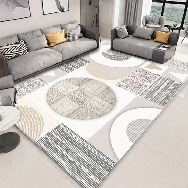 Enchanting Postmodern Rug Multi Color Botanic Geometric Rug Washable Pet Friendly Anti-Slip Rug for Home Decor Silver Clearhalo 'Area Rug' 'Rug' 2121890