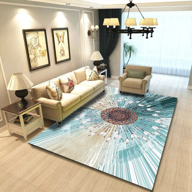 Enchanting Postmodern Rug Multi Color Botanic Geometric Rug Washable Pet Friendly Anti-Slip Rug for Home Decor Aqua Clearhalo 'Area Rug' 'Rug' 2121893