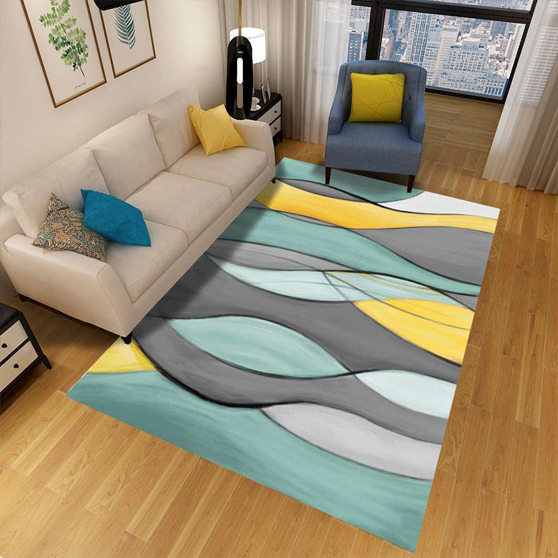 Enchanting Postmodern Rug Multi Color Botanic Geometric Rug Washable Pet Friendly Anti-Slip Rug for Home Decor Green-Yellow Clearhalo 'Area Rug' 'Rug' 2121895