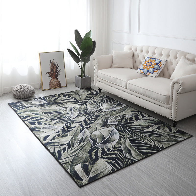 Multi Color Geometric Floral Rug Cotton Mid-Century Modern Rug Pet-Friendly Anti-Slip Rug for Room Dark Gray-Black Clearhalo 'Area Rug' 'Rug' 2121925