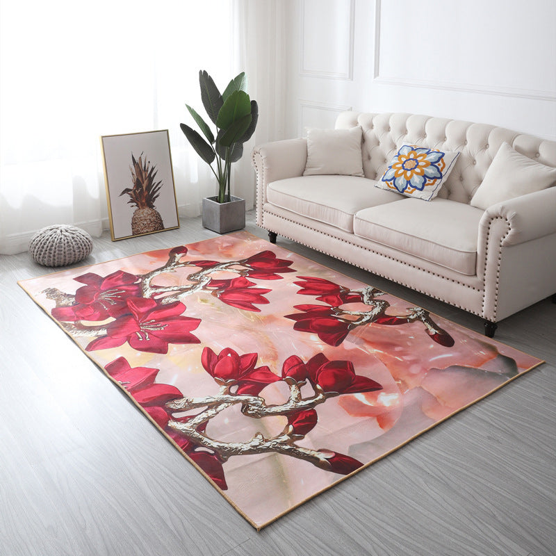 Multi Color Geometric Floral Rug Cotton Mid-Century Modern Rug Pet-Friendly Anti-Slip Rug for Room Red Clearhalo 'Area Rug' 'Rug' 2121926