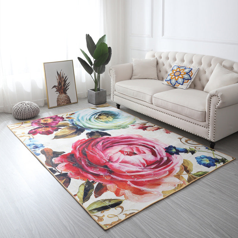 Multi Color Geometric Floral Rug Cotton Mid-Century Modern Rug Pet-Friendly Anti-Slip Rug for Room Pink Clearhalo 'Area Rug' 'Rug' 2121933